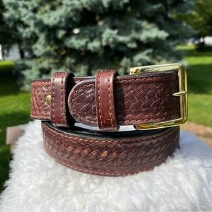 Bullhide Brown Basket Weave English Bridle Leather Money Belt W/25" Zipper 56”